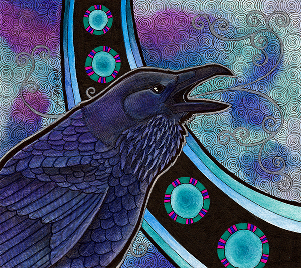 Common Raven illustrated by Ravenari